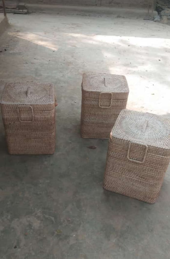 Premium Cane basket/container with secured lid heavy materials