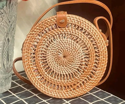 Round Cane ladies Side Bag Universal durable Vegan stylish