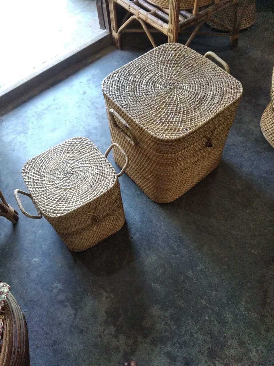 Premium Cane basket/container with secured lid heavy materials