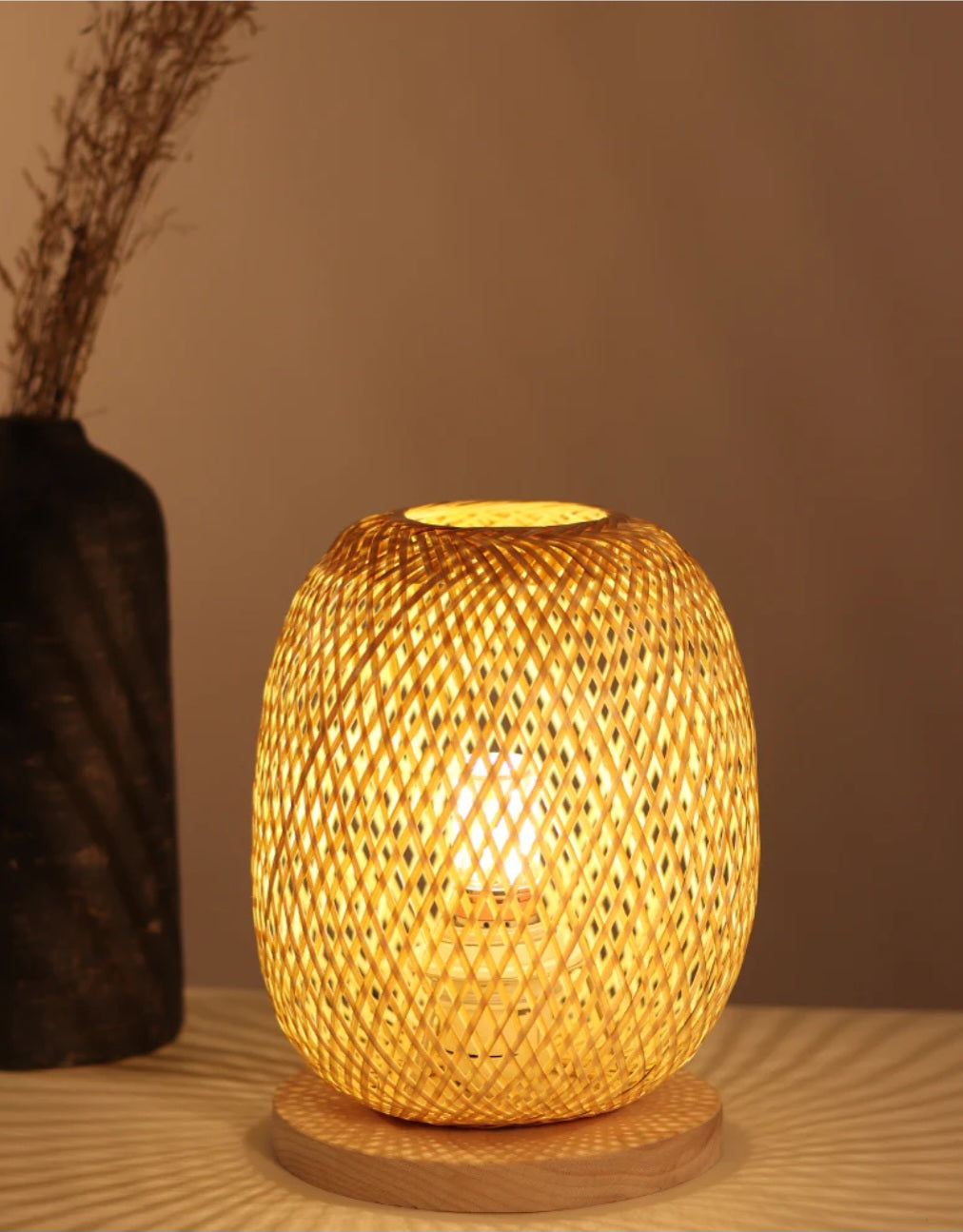 Eureka oval bamboo table lamp Woven Hanging Pendant Light, Natural/Bamboo Pendant Light for Home restaurants and offices