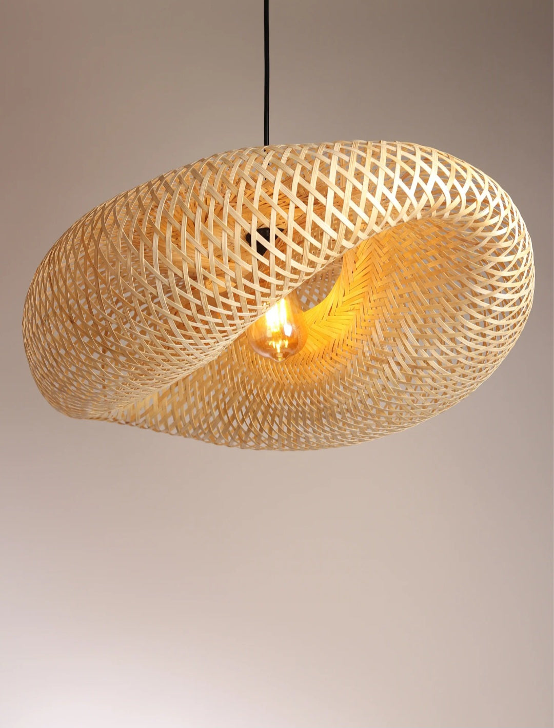 S-curved unique Bamboo lampshade/Woven Hanging Pendant Light, Natural/Bamboo Pendant Light for Home restaurants and offices