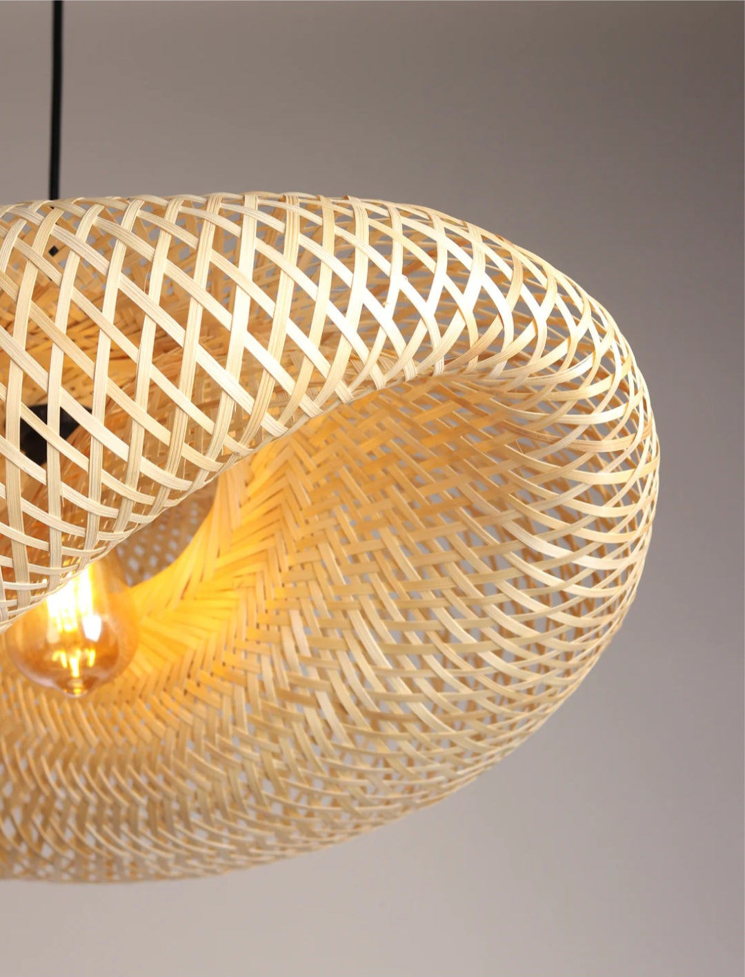 S-curved unique Bamboo lampshade/Woven Hanging Pendant Light, Natural/Bamboo Pendant Light for Home restaurants and offices