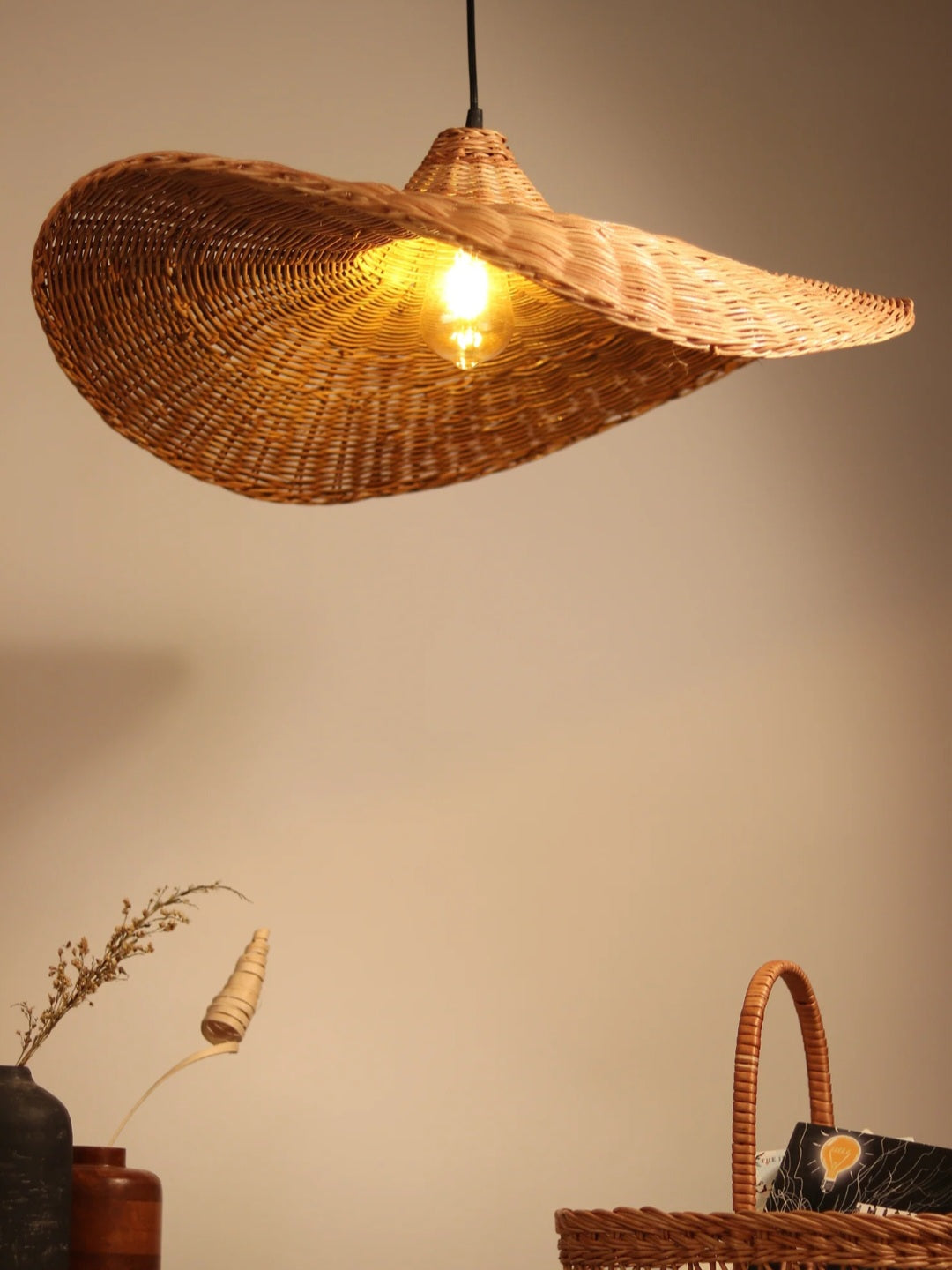 Umbrella- Bamboo lamp/Woven Hanging Pendant Light, Natural/Bamboo Pendant Light for Home restaurants and offices