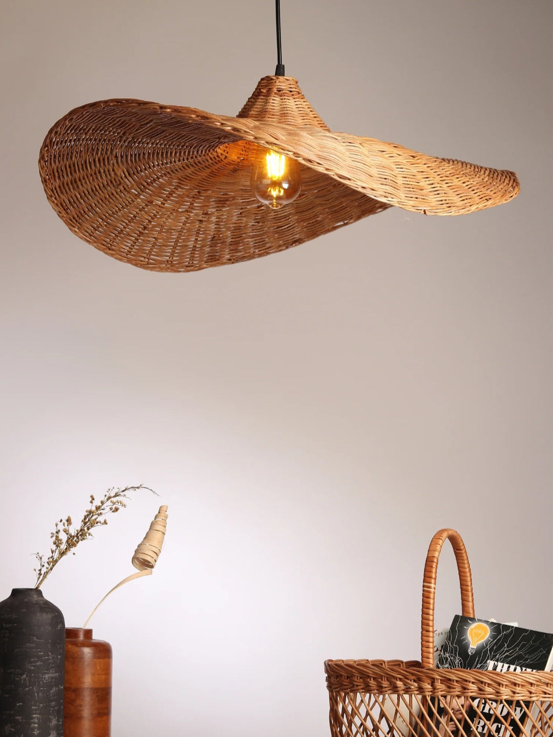 Umbrella- Bamboo lamp/Woven Hanging Pendant Light, Natural/Bamboo Pendant Light for Home restaurants and offices