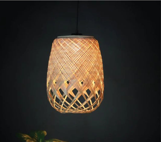 Diamond-Bamboo lampshade Woven Hanging Pendant Light, Natural/Bamboo Pendant Light for Home restaurants and offices