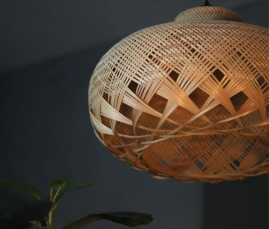 Hemis sphere Woven Hanging Pendant Light, Natural/Bamboo Pendant Light for Home restaurants and offices