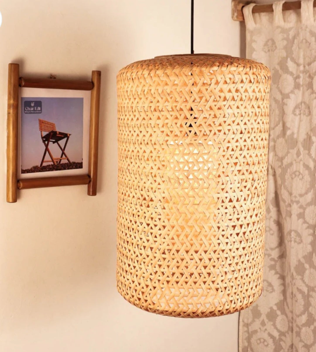 Alchemy- Capsule Design Bamboo lampshade Woven Hanging Pendant Light, Natural/Bamboo Pendant Light for Home restaurants and offices