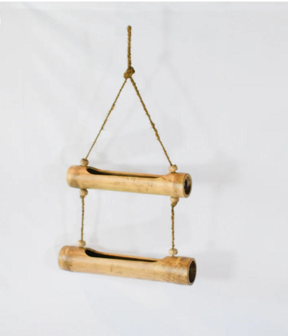 Bamboo grow 2 layered Hanging planter with rope