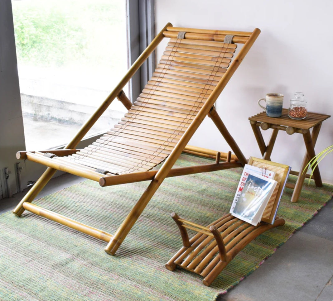 Premium Bamboo Reclining Folding Arm Chair