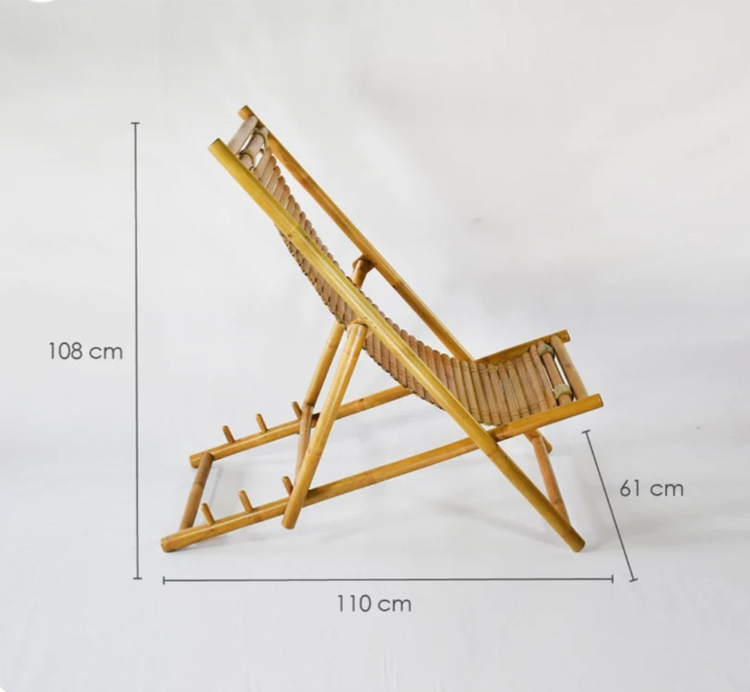 Premium Bamboo Reclining Folding Arm Chair