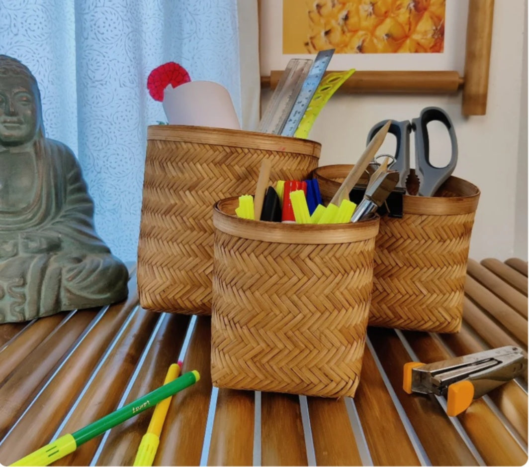 Weaved Bamboo storage Basket set of 3 pieces