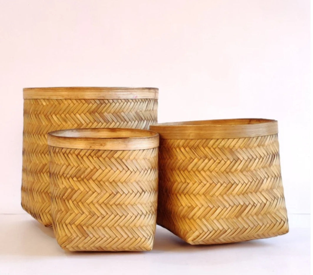 Weaved Bamboo storage Basket set of 3 pieces