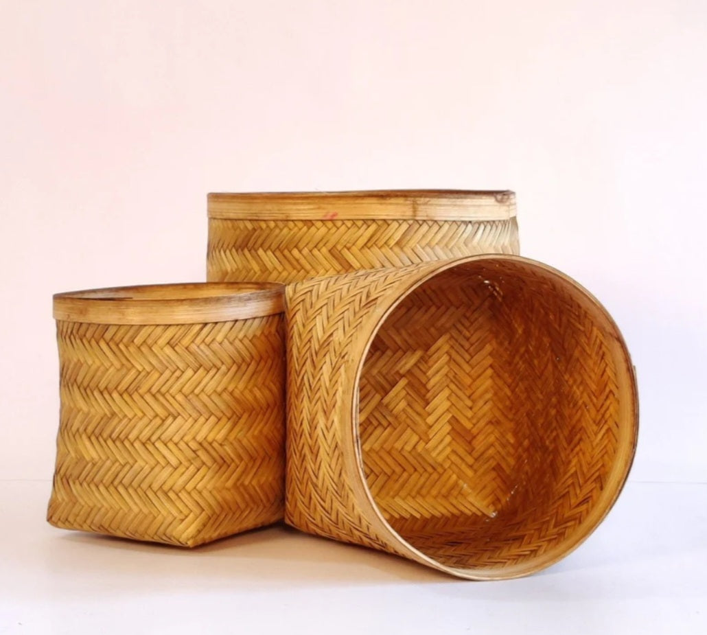 Weaved Bamboo storage Basket set of 3 pieces