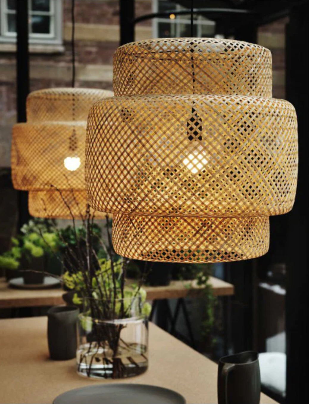 Triple part hanging lamp Woven Hanging Pendant Light, Natural/Bamboo Pendant Light for Home restaurants and offices