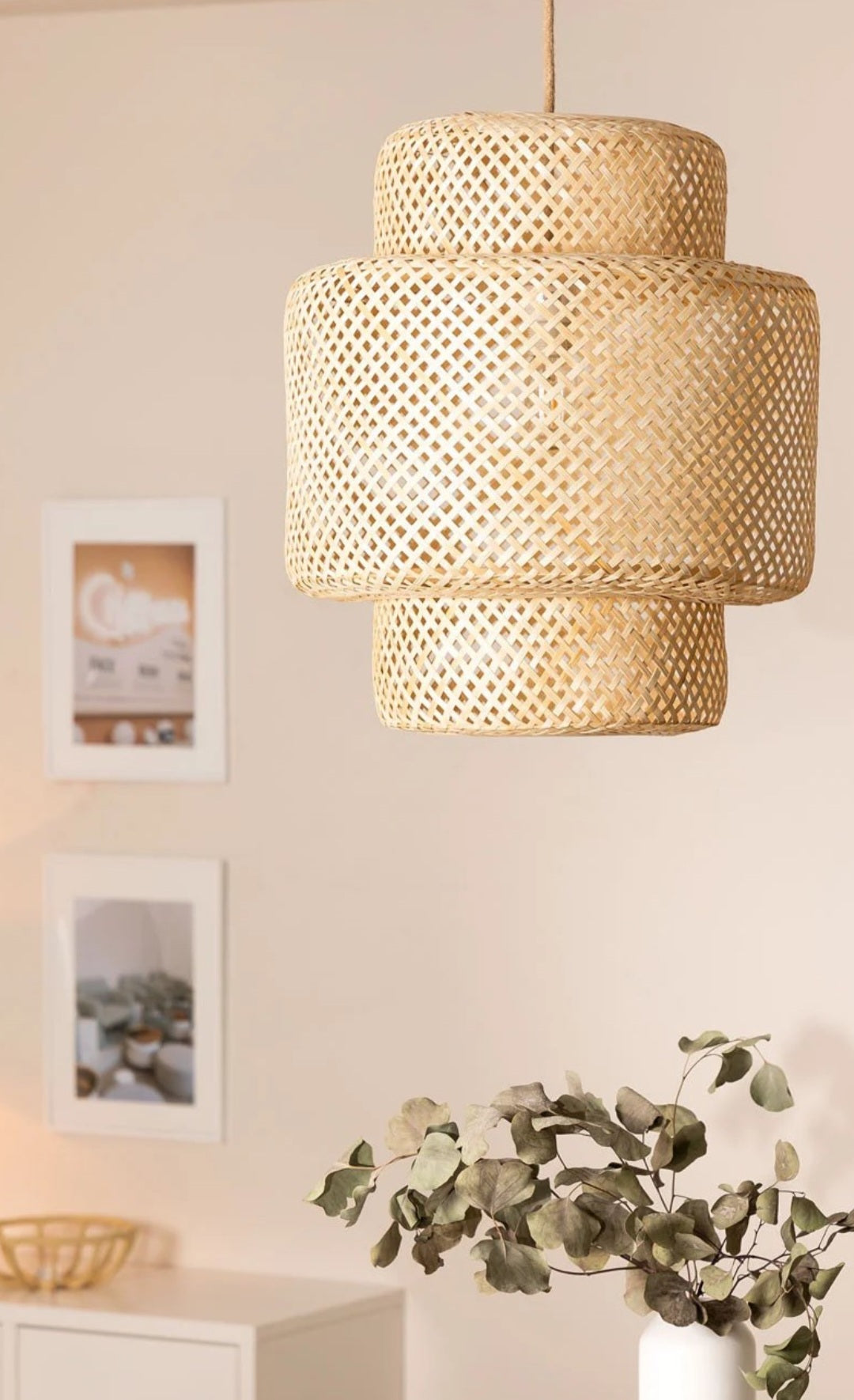 Triple part hanging lamp Woven Hanging Pendant Light, Natural/Bamboo Pendant Light for Home restaurants and offices